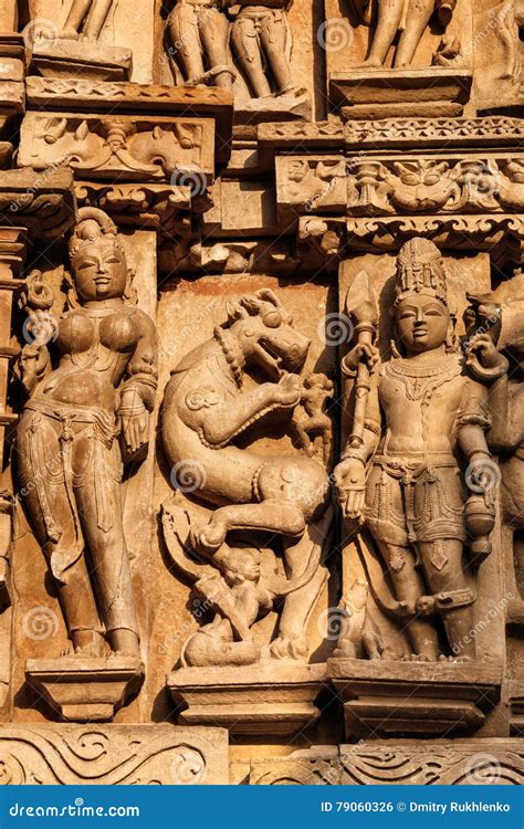 Esculturas Famosas De Los Templos De Khajuraho La India Foto De