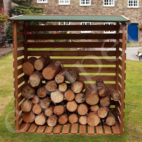 Wooden Log Store Wood Firewood Outdoor Garden Storage Logs Shed