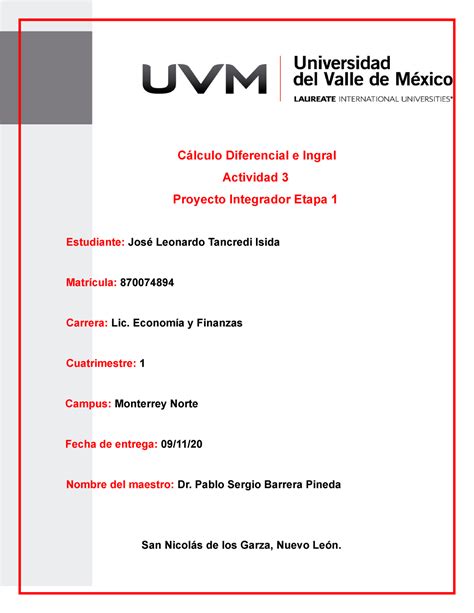 A3 JLTI P Integrador 1 Cálculo Diferencial e Ingral Actividad 3