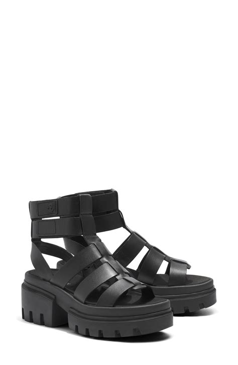 Timberland Everleigh Gladiator Sandal In Black Lyst