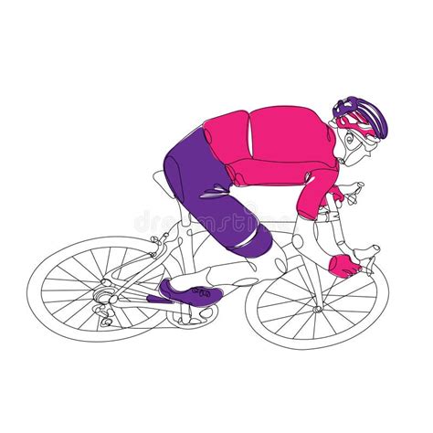 Cyclist Line Drawing Vector Bike Riding Stock Vector - Illustration of mountain, design: 215641385