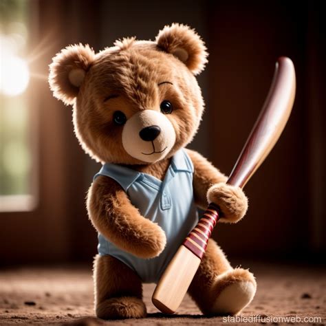 Teddy Bear Playing Cricket Stable Diffusion Online