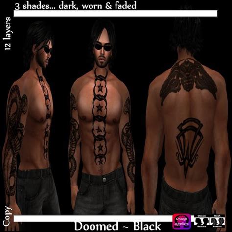 Second Life Marketplace Etched Doomed Tattoo ~ Black