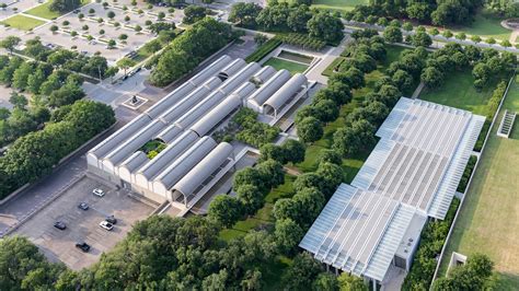 an aerial view of the Louis I. Kahn building and the Renzo Piano Pavilion