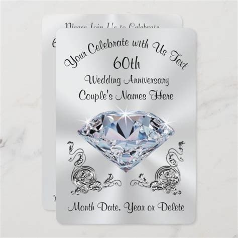 Stunning Personalized 60th Diamond Invitations