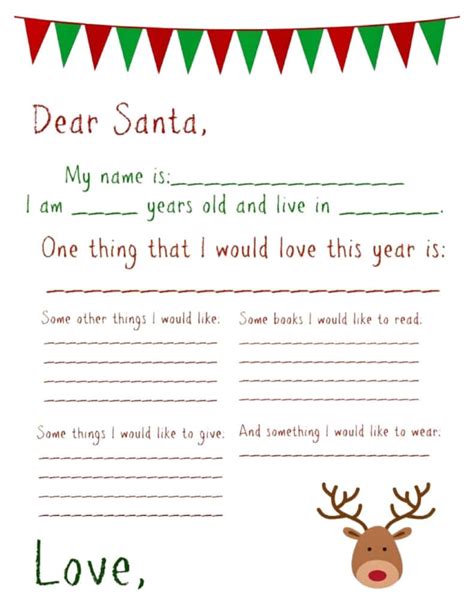 Dear Santa Letter Free Printable Fill In Template