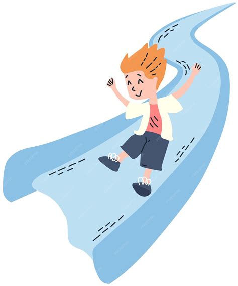 Premium Vector Boy Jumping On A Slide And The Words Happy On The Bottom