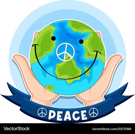 Earth with peace symbol held by hands Royalty Free Vector