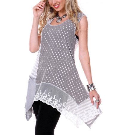 Gray White Embroidered Lace Sidetail Tunic Zulily Tunic