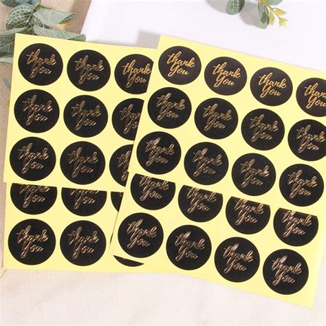 120pcs Pack Black Gold Thank You Stickers Scrapbooking Label Wedding