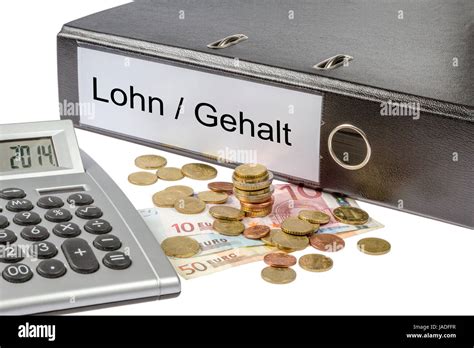 Ein Ordner Mit Der Aufschrift Lohn Gehalt Geld Und Taschenrechner