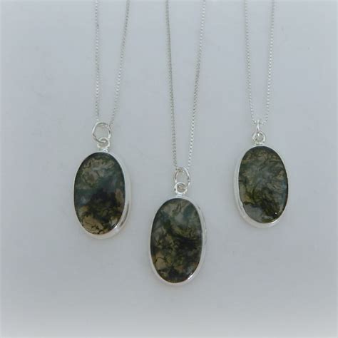 Clear Moss Agate Necklace Etsy