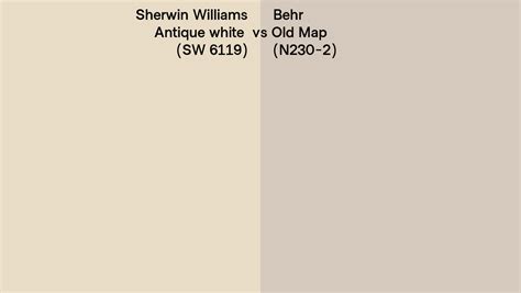 Sherwin Williams Antique White SW 6119 Vs Behr Old Map N230 2 Side