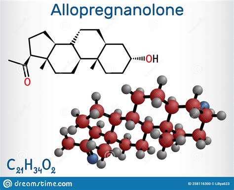 Allopregnanolone Brexanolone Molecule Structural Chemical Formula