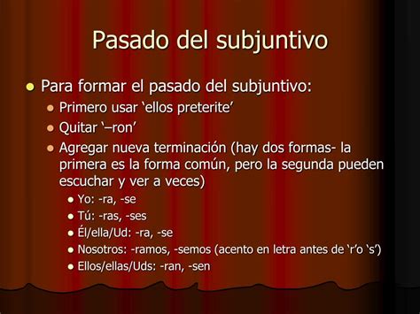 Ppt El Pasado Del Subjuntivo Y Sinopero Powerpoint Presentation