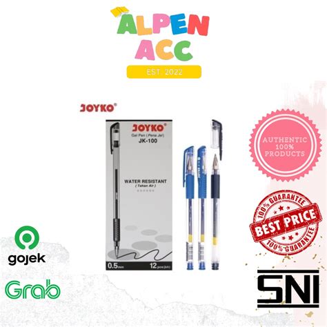 Jual JOYKO Gel Pen Pulpen Pena Bolpoin Hitam Merah Biru Joyko JK 100