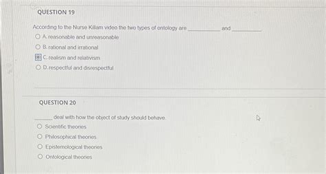 Solved Question 19according To The Nurse Killam Video The