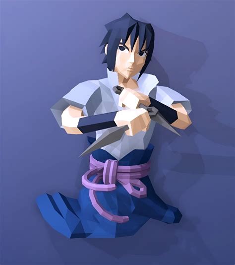 Uchiha Sasuke Papercraft Pdf Template Diy D Model Fanart Paper