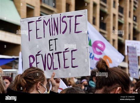 Marseille France 27th Nov 2021 A Protester Seen Holding A Placard