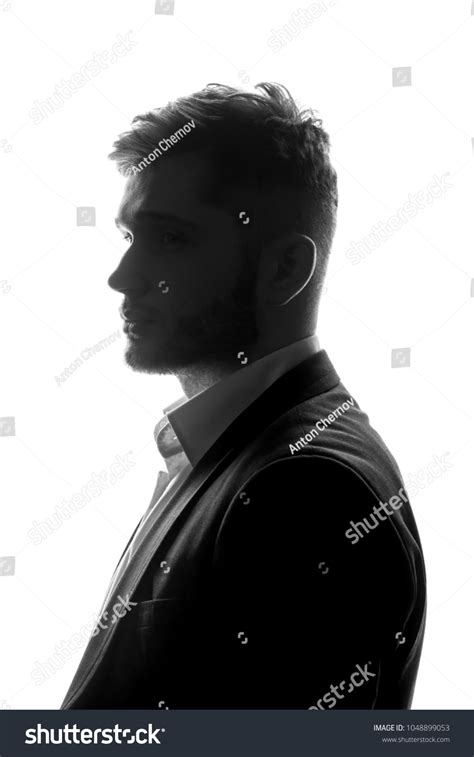 Unknown Silhouette Caucasian Man Portrait Profile Stock Photo ...