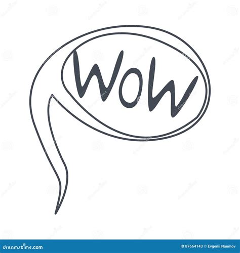 Word Wow Hand Drawn Comic Speech Bubble Template Isolated Black And