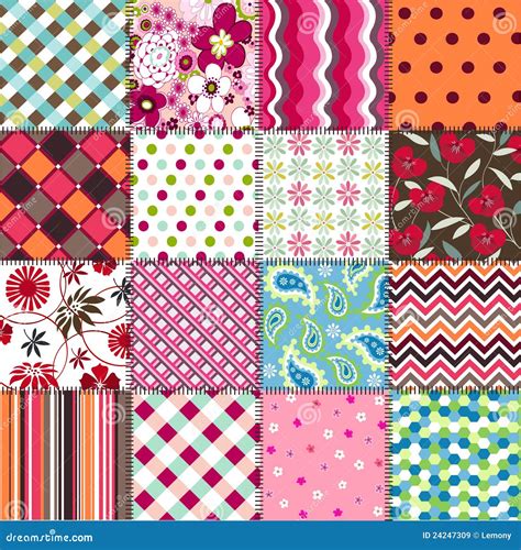 Seamless Patterns With Fabric Texture Stock Vector - Illustration of ...