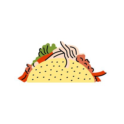 Taco Color Element Cartoon Street Food Stock Illustration - Download ...