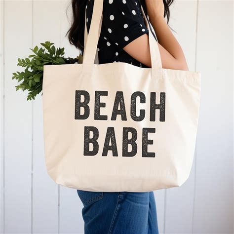 Beach Babe Tote Oversized Canvas Tote Bag Beach Trip Tote Bag Funny