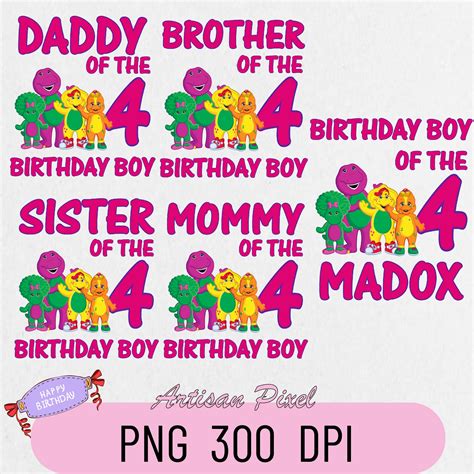 Personalized Name And Age Png Barney Birthday Png Custom F Inspire