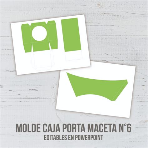 1 Kit Imprimible Molde Caja Porta Maceta Suculenta Editable