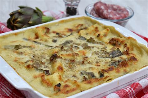 Lasagne Ai Carciofi Con Salsiccia E Provola Tuorlo Rosso