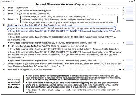 Personal Allowances Worksheet On Form W