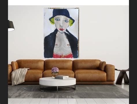 Naked Woman Art Portrait Painting Acrylic Abstract Face Art Acrylic Figure Painting Abstract