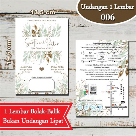 Jual Undangan Pernikahan Murah 1 Lembar Bolak Balik 150 Gsm Shopee