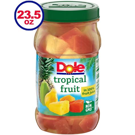 Dole Tropical Fruit In 100 Fruit Juice Jarred Pineapple And Papaya 235 Oz Jar