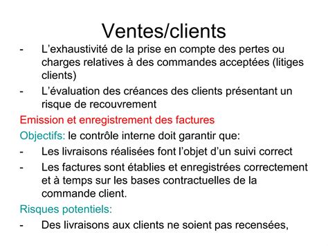 Audit Par Cycle Ventes Clients Ppt