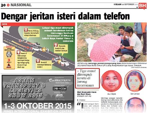 Surat Khabar Menegenai Kemalangan Jalan Raya