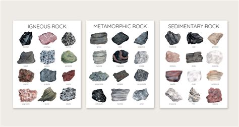 Igneous Metamorphic And Sedimentary Rocks Chart