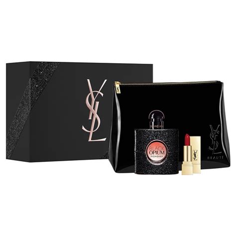 Buy Yves Saint Laurent Opium Black Eau De Parfum 50ml Lipstick And Pouch 3 Piece Set Online At