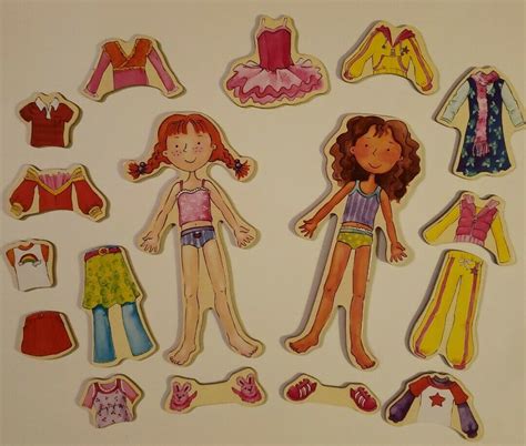 T S Shure Daisy Girls Wooden Magnetic Dress Up Dolls Ages 3 And Up For