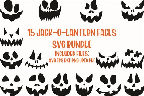 Jack O Lantern Faces Svg Bundle 15 Designs