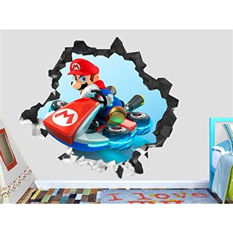 Mario Kart Action Adventure Wall Decal Smashed 3D Sticker Vinyl Decor