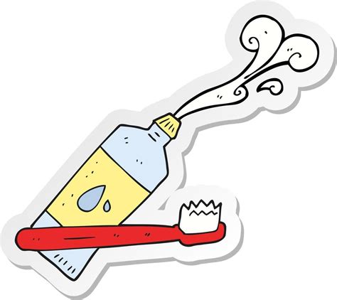 sticker of a cartoon toothbrush and toothpaste 11682064 Vector Art at ...