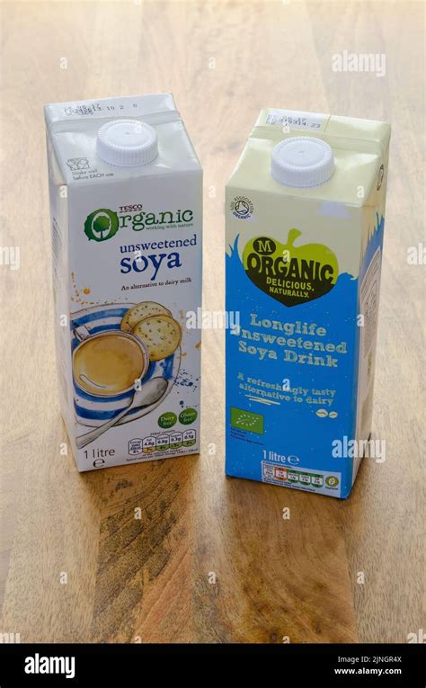 Cartons Of Tesco And Morrisons Own Brand Organic Soya Milk Soya Milk