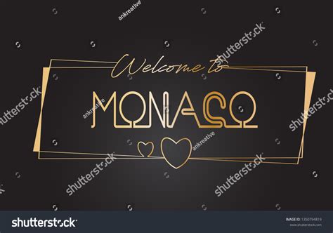 Monaco Welcome Golden Text Neon Lettering Stock Vector Royalty Free