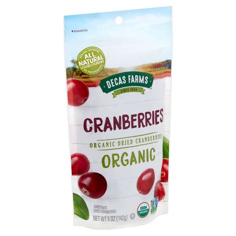 Decas Farms Organic Dried Cranberries 5 Oz