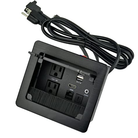 Tabletop Brush Flip Connectivity Box With 2 Ac Power 2 Usb Charger