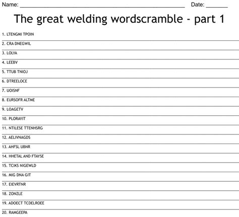 The Great Welding Wordscramble Part 1 Wordmint