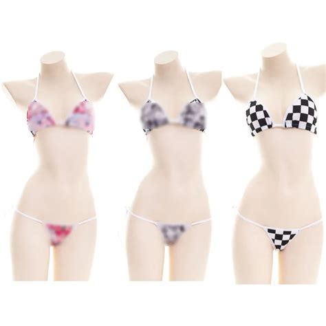 Ahegao Bikini 2 Pi Ces Lingerie Soutien Gorge T Back String Culotte Lolita Mignonne Sexy V
