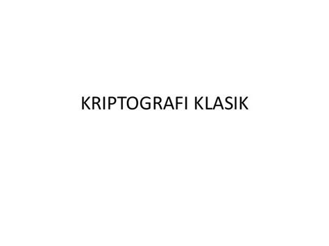 Kriptografi klasik